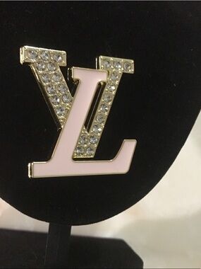 Fashion Jewelry Pink Enamel and Gold Crystal Brooch